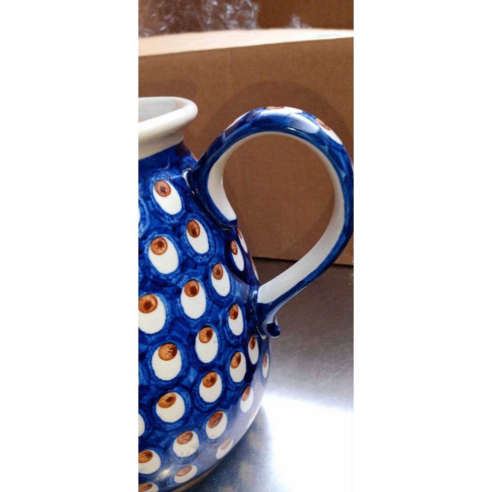 Heise Pottery Peacock Ceramic Pitcher 8" Made in Germany - Picture 3 of 10
